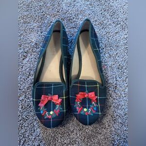 Charter Club Christmas flats size 7.5 green red plaid